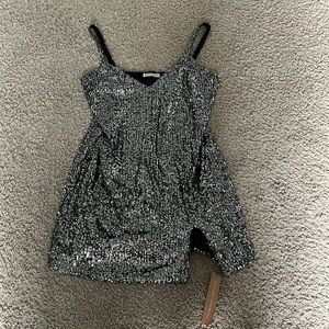 Reformation jimmy sequin dress in silver